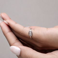 Silver Oval Bezel Three-Stone Ring