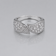 Silver Pave Leaf Wrap Ring