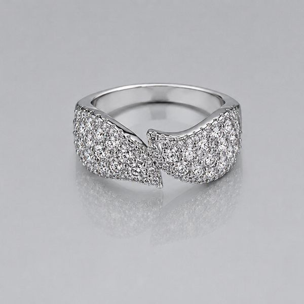 Silver Pave Leaf Wrap Ring