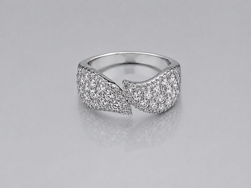 Silver Pave Leaf Wrap Ring