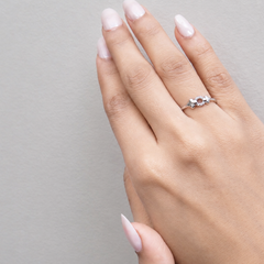 Silver Open Oval Pave Bow Ring