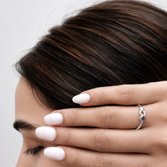 Silver Open Oval Pave Bow Ring