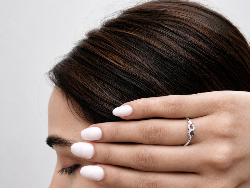 Silver Open Oval Pave Bow Ring