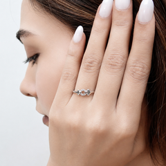 Silver Open Oval Pave Bow Ring