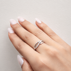 Silver Triple Heart Pave Split Band Ring