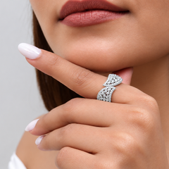 Silver Pave Leaf Wrap Ring