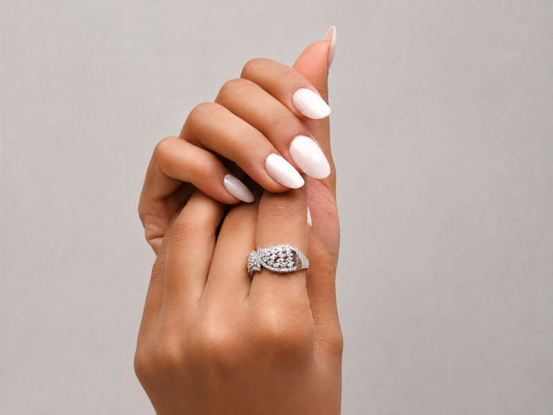 Silver Pave Leaf Wrap Ring