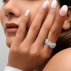 Silver Pave Leaf Wrap Ring