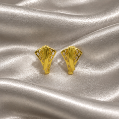 Golden Textured Leaf Studs