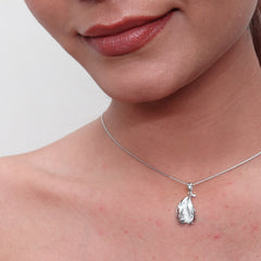 Silver Carved Paisley Drop Pendant