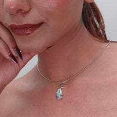 Silver Carved Paisley Drop Pendant