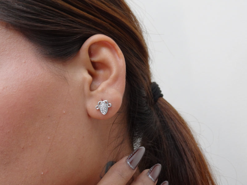 Silver Marquise Pave Scroll Studs