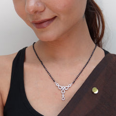 Silver CZ Infinity Swirl Teardrop Mangalsutra