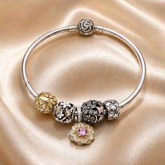 Silver Charm Bead Bracelet
