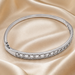 Silver CZ Channel Hinged Bracelet