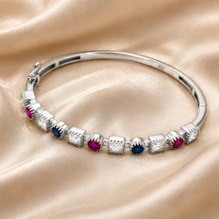 Silver Multicolour CZ Station Bracelet