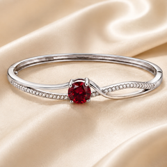 Silver Red Solitaire Crossover Bracelet