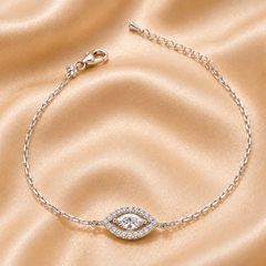 Silver Evil Eye Halo Bracelet