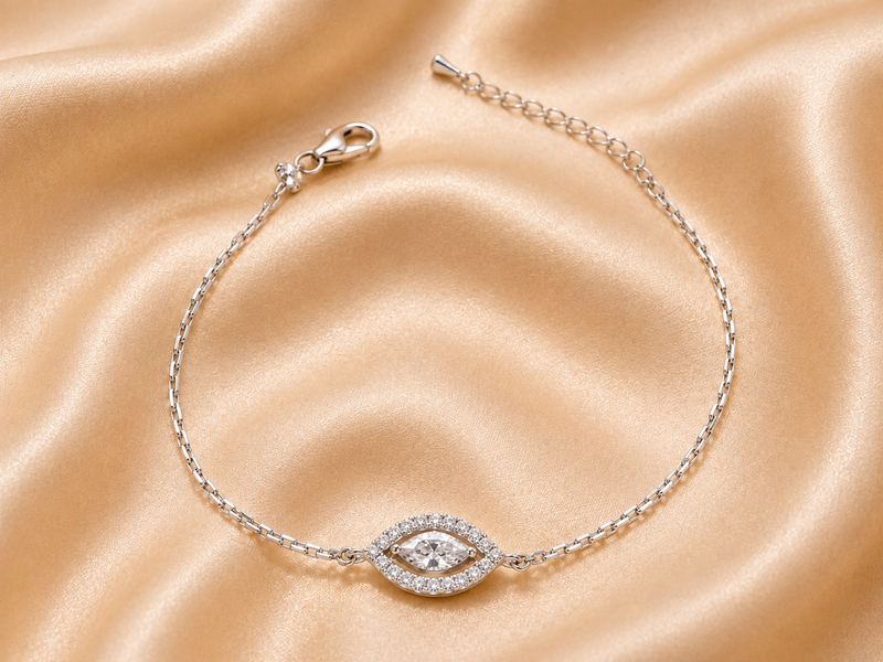 Silver Evil Eye Halo Bracelet
