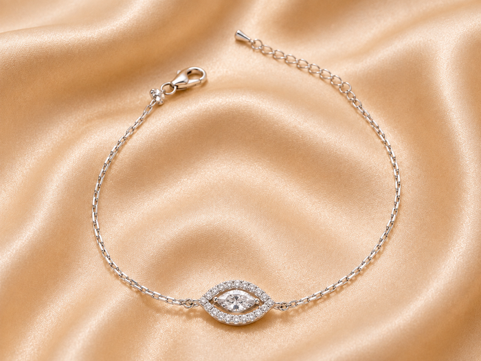 Silver Evil Eye Halo Bracelet