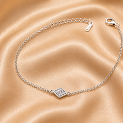 Silver Diamond-Shaped Pave Bracelet
