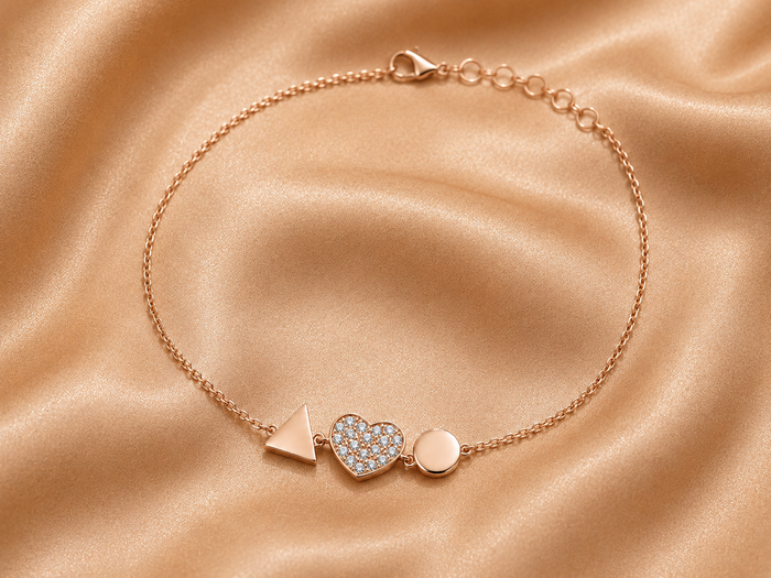 Rose Gold Tone Geometric Charm Bracelet