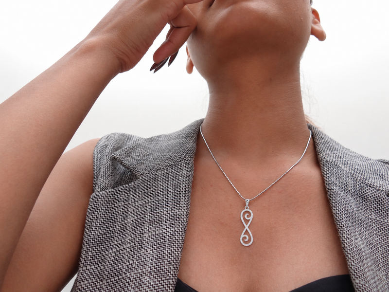 Silver Pave Infinity Swirl Pendant